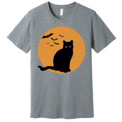 Black Cat Halloween Moon Premium T-Shirt