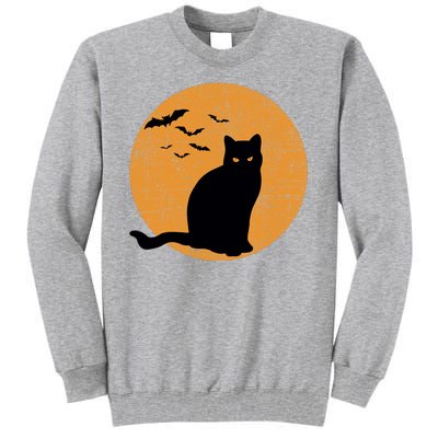 Black Cat Halloween Moon Tall Sweatshirt