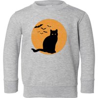 Black Cat Halloween Moon Toddler Sweatshirt