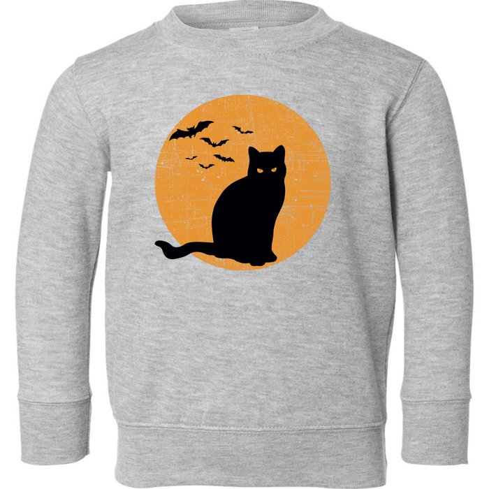 Black Cat Halloween Moon Toddler Sweatshirt