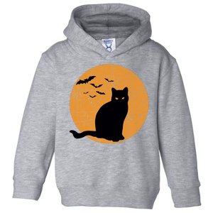 Black Cat Halloween Moon Toddler Hoodie