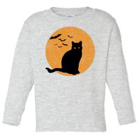 Black Cat Halloween Moon Toddler Long Sleeve Shirt