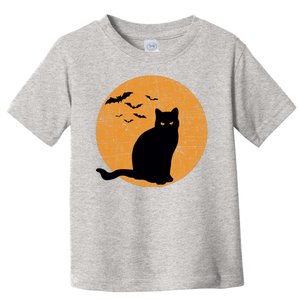 Black Cat Halloween Moon Toddler T-Shirt