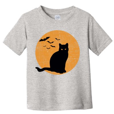 Black Cat Halloween Moon Toddler T-Shirt