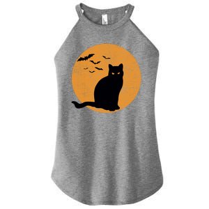 Black Cat Halloween Moon Women's Perfect Tri Rocker Tank