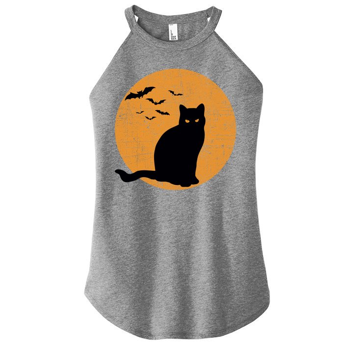 Black Cat Halloween Moon Women's Perfect Tri Rocker Tank