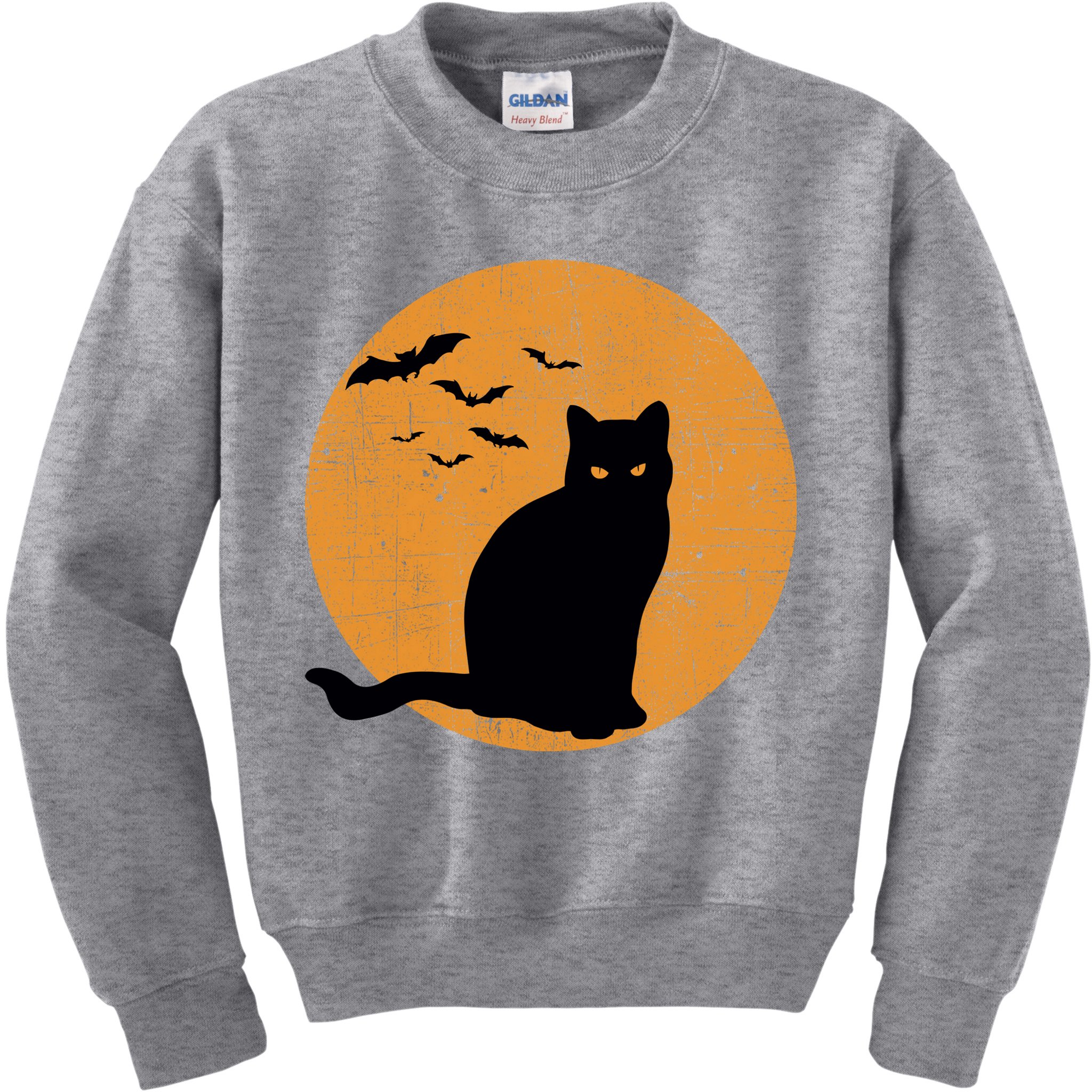 Black Cat Halloween Moon Kids Sweatshirt