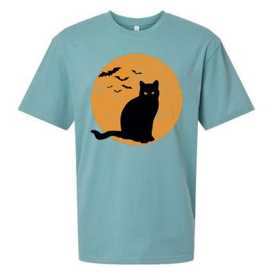 Black Cat Halloween Moon Sueded Cloud Jersey T-Shirt