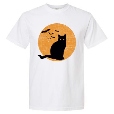 Black Cat Halloween Moon Garment-Dyed Heavyweight T-Shirt