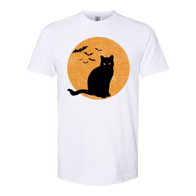 Black Cat Halloween Moon Softstyle CVC T-Shirt