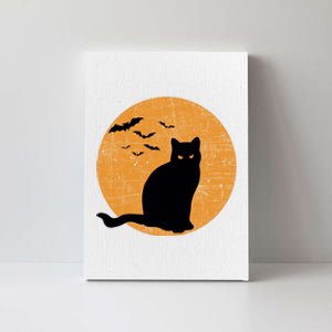 Black Cat Halloween Moon Canvas