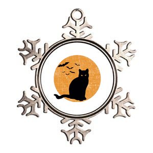 Black Cat Halloween Moon Metallic Star Ornament