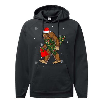 Bigfoot Christmas Holiday Festive Performance Fleece Hoodie