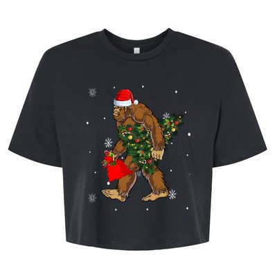 Bigfoot Christmas Holiday Festive Bella+Canvas Jersey Crop Tee