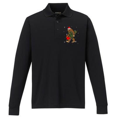 Bigfoot Christmas Holiday Festive Performance Long Sleeve Polo