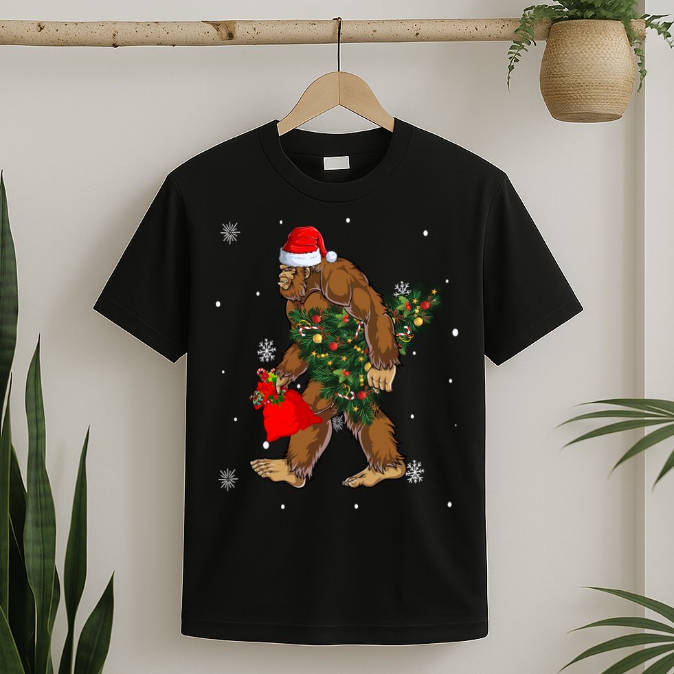 Bigfoot Christmas Holiday Festive T-Shirt