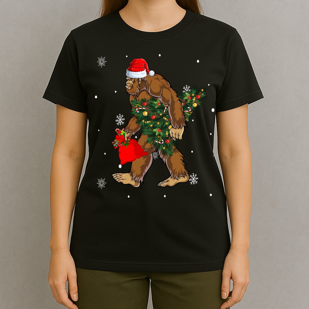 Bigfoot Christmas Holiday Festive T-Shirt