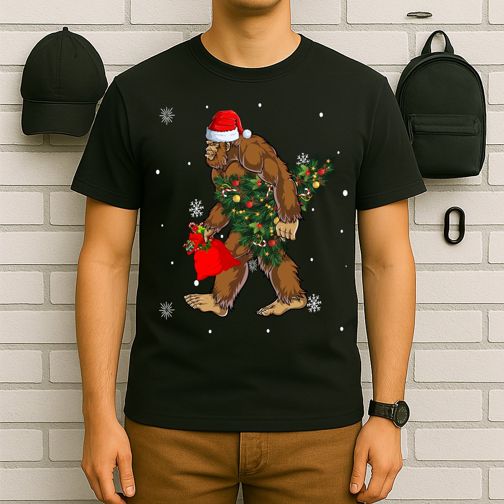 Bigfoot Christmas Holiday Festive T-Shirt