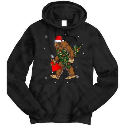 Bigfoot Christmas Holiday Festive Tie Dye Hoodie