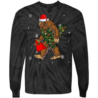 Bigfoot Christmas Holiday Festive Tie-Dye Long Sleeve Shirt