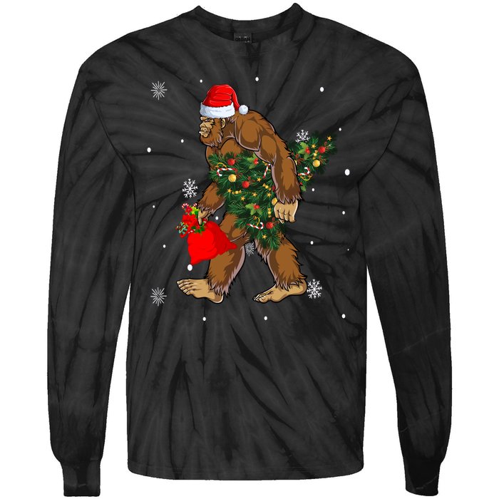 Bigfoot Christmas Holiday Festive Tie-Dye Long Sleeve Shirt