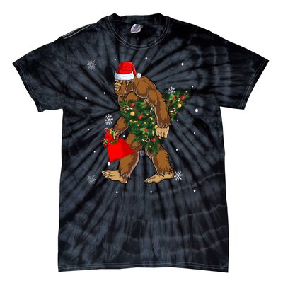 Bigfoot Christmas Holiday Festive Tie-Dye T-Shirt