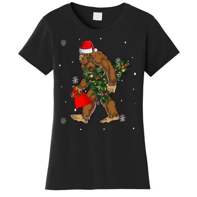 Bigfoot Christmas Holiday Festive Women's T-Shirt