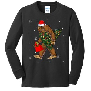 Bigfoot Christmas Holiday Festive Kids Long Sleeve Shirt