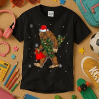 Bigfoot Christmas Holiday Festive Kids T-Shirt