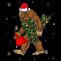 Bigfoot Christmas Holiday Festive Kids T-Shirt