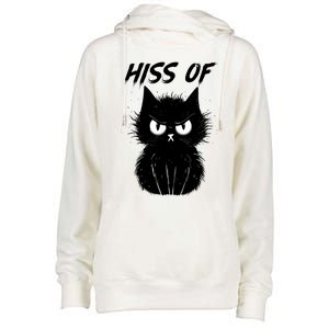 Black Cat Hiss Off For Men Women Meow Cat Gifts Womens Funnel Neck Pullover Hood