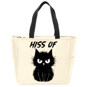 Black Cat Hiss Off For Men Women Meow Cat Gifts Zip Tote Bag