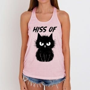 Black Cat Hiss Off For Men Women Meow Cat Gifts Women's Knotted Racerback Tank