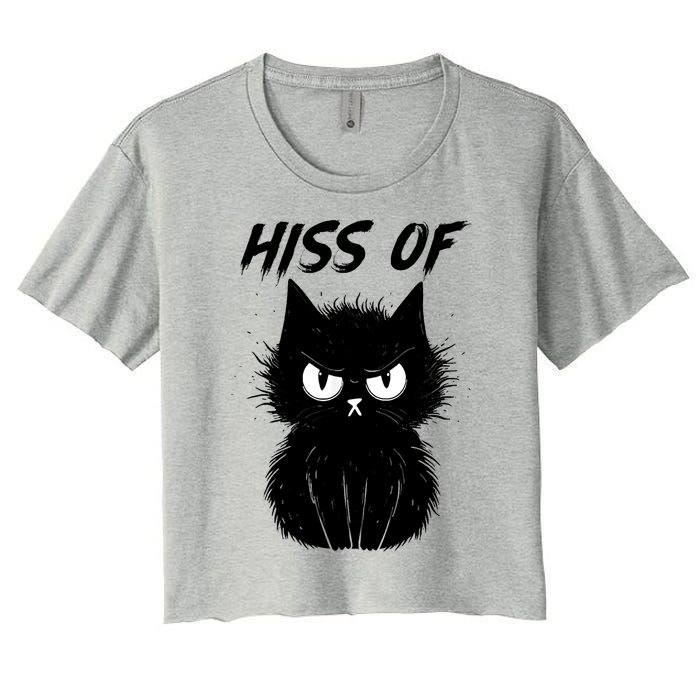 Black Cat Hiss Off For Men Women Meow Cat Gifts Women's Crop Top Tee