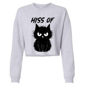 Black Cat Hiss Off For Men Women Meow Cat Gifts Cropped Pullover Crew