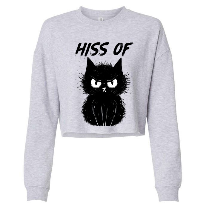 Black Cat Hiss Off For Men Women Meow Cat Gifts Cropped Pullover Crew