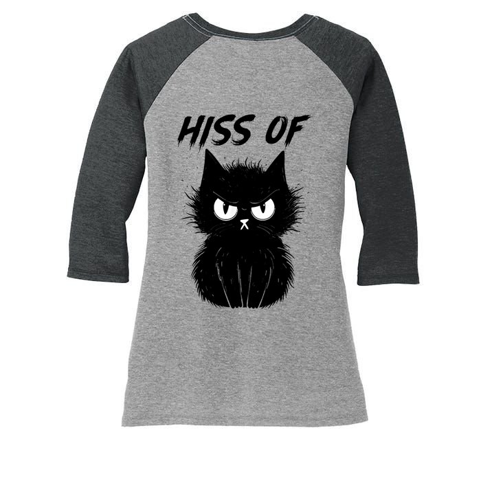 Black Cat Hiss Off For Men Women Meow Cat Gifts Women's Tri-Blend 3/4-Sleeve Raglan Shirt