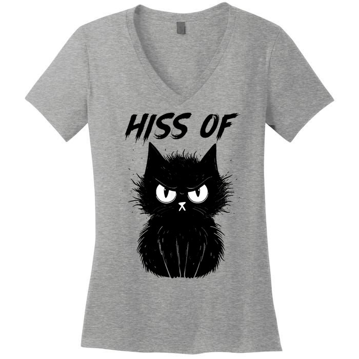 Black Cat Hiss Off For Men Women Meow Cat Gifts Women's V-Neck T-Shirt