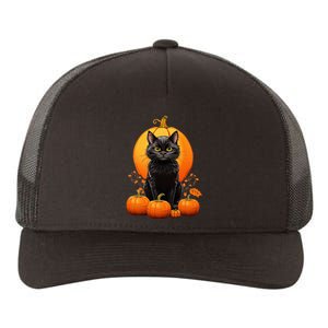 Black Cat Halloween Pumpkin Costume Yupoong Adult 5-Panel Trucker Hat