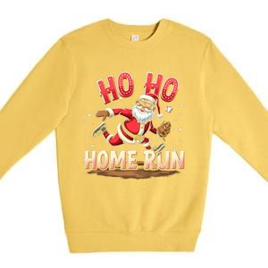 Baseball Christmas Ho Ho Home Run Santa Playing Baseball Gift Premium Crewneck Sweatshirt