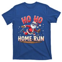 Baseball Christmas Ho Ho Home Run Santa Playing Baseball Gift T-Shirt