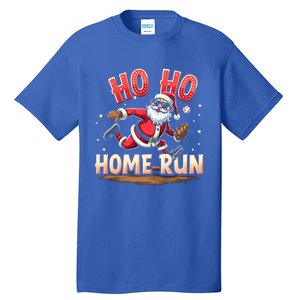 Baseball Christmas Ho Ho Home Run Santa Playing Baseball Gift Tall T-Shirt