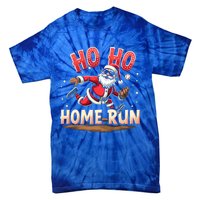 Baseball Christmas Ho Ho Home Run Santa Playing Baseball Gift Tie-Dye T-Shirt