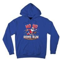 Baseball Christmas Ho Ho Home Run Santa Playing Baseball Gift Tall Hoodie