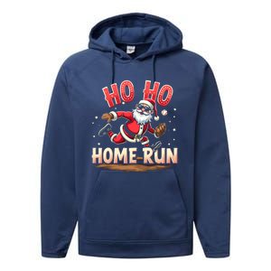 Baseball Christmas Ho Ho Home Run Santa Playing Baseball Gift Performance Fleece Hoodie