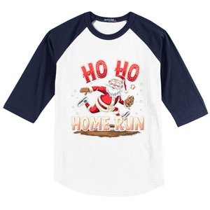 Baseball Christmas Ho Ho Home Run Santa Playing Baseball Gift Baseball Sleeve Shirt