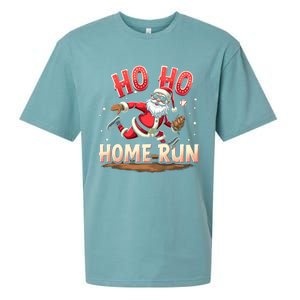 Baseball Christmas Ho Ho Home Run Santa Playing Baseball Gift Sueded Cloud Jersey T-Shirt