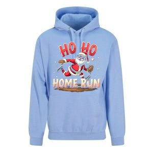 Baseball Christmas Ho Ho Home Run Santa Playing Baseball Gift Unisex Surf Hoodie