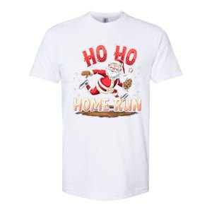 Baseball Christmas Ho Ho Home Run Santa Playing Baseball Gift Softstyle CVC T-Shirt