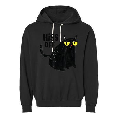 Black Cat Hiss Off Meow Cat Gifts Garment-Dyed Fleece Hoodie